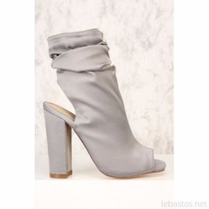Liliana Anson Grey/Silver Peep Toe Silk Booties